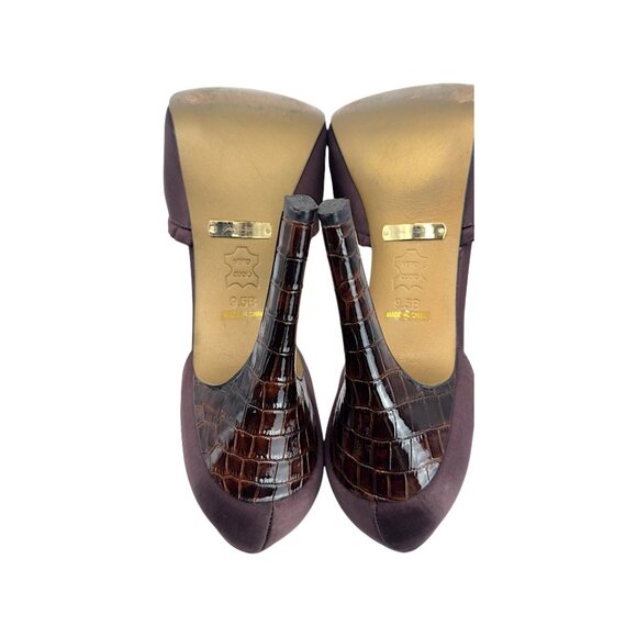 ABS by Allen Schwartz Purple Satin Peep Toe Pumps - Jewel Accent - Size 9.5 - Picture 7 of 14